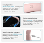 Portable Neck Fan USB Rechargeable Adjustable Personal Fan for Indoor & Outdoor Use