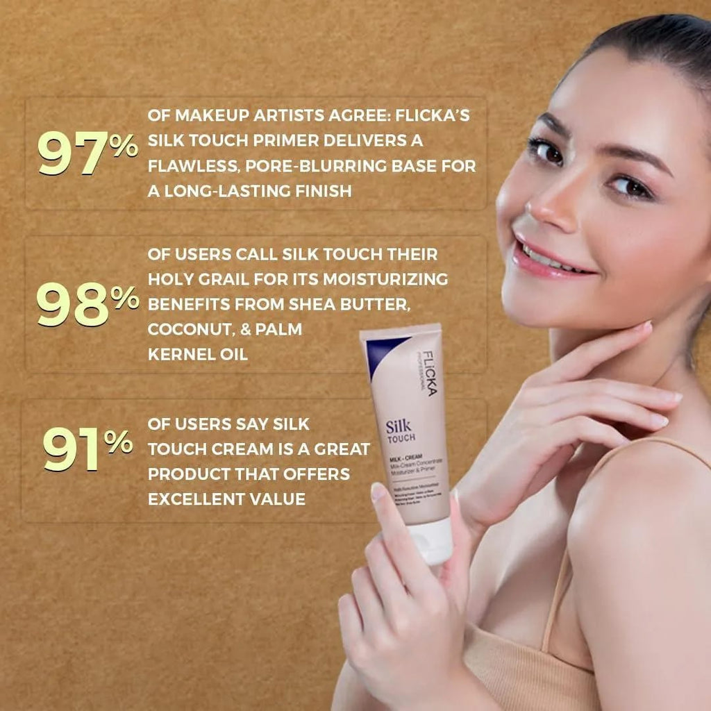 Flicka Silk Touch Milk Cream Primer & Moisturizer Hydrating formula for silky smooth skin and long-lasting - 60g