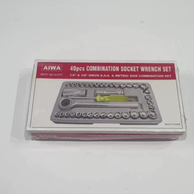 40pcs Aiwa Socket Wrench Tool Kit | Durable Stainless Steel Multi-Purpose Repair Set