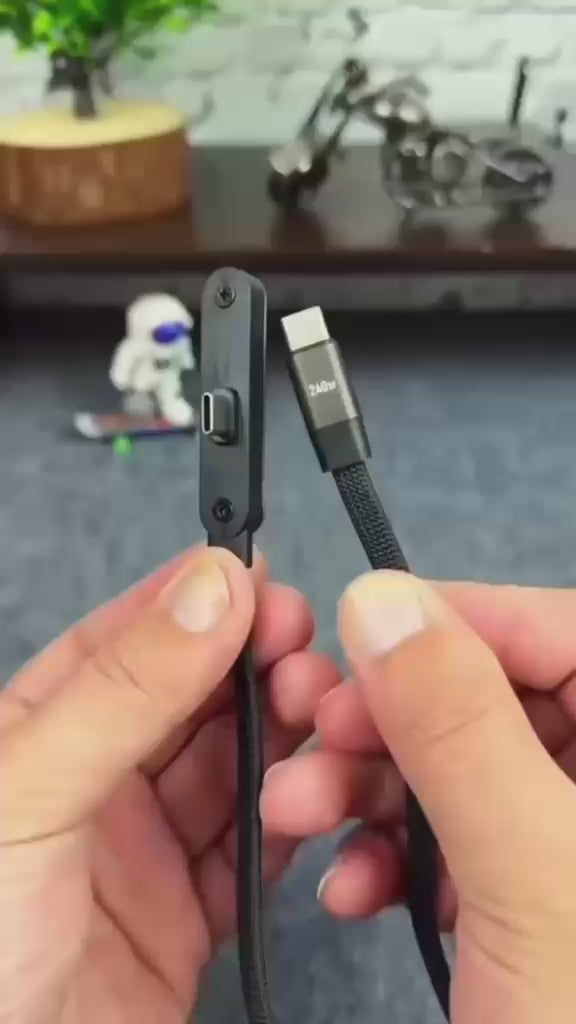 240W 2-in-1 Type C Fast Charging Cable With Foldable Bracket | Type-C to Type-C Data Cable & Desktop Holder