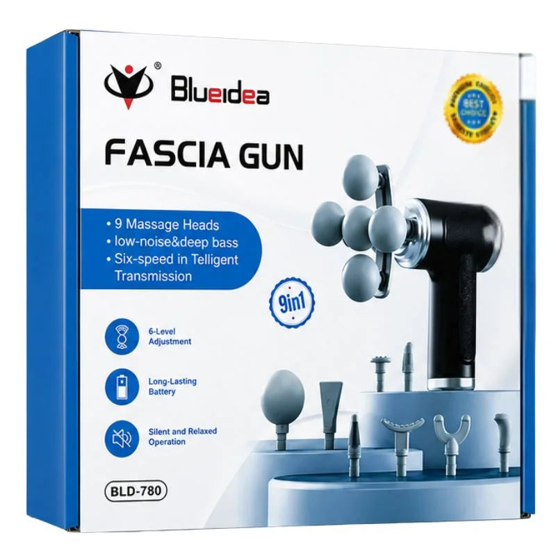 5 Head Massage Gun | Rechargeable Deep Tissue Muscle Massager +9 heads, Muscle pain relief